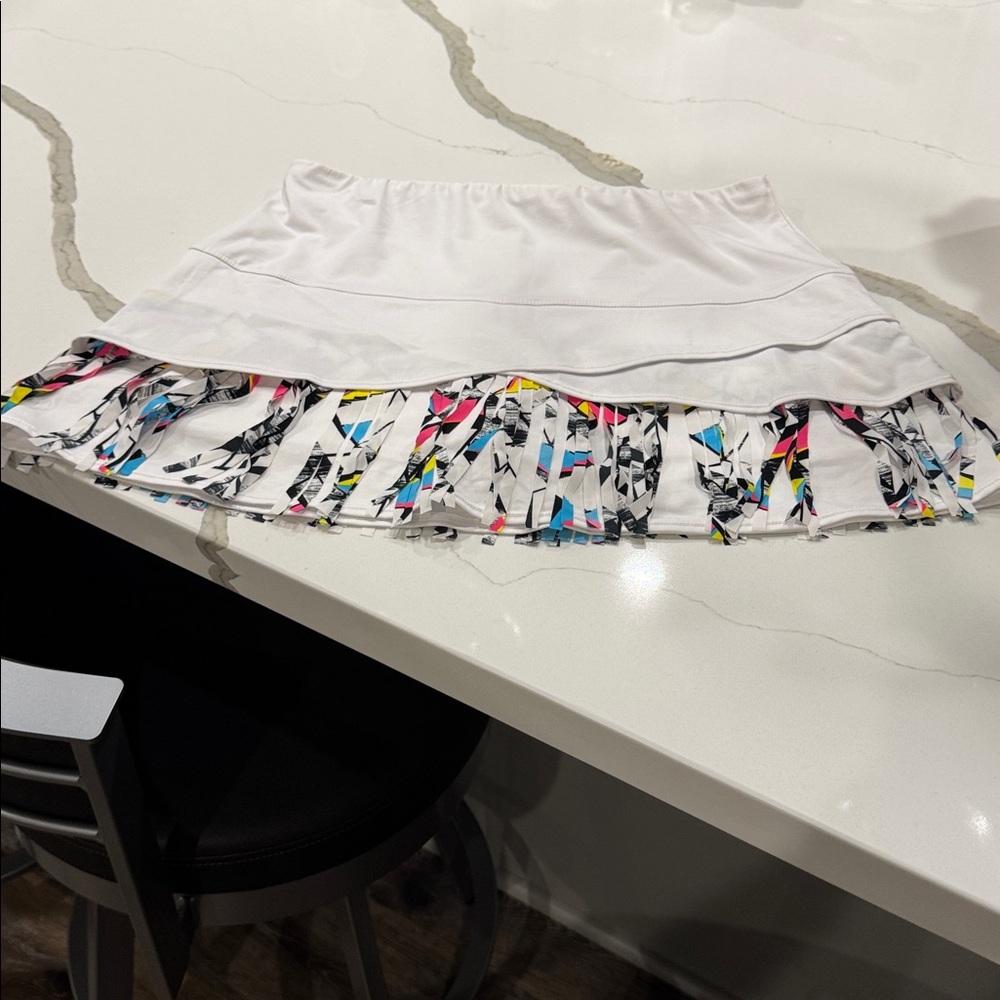 Lucky in Love White Skort with Multicolor Pattern